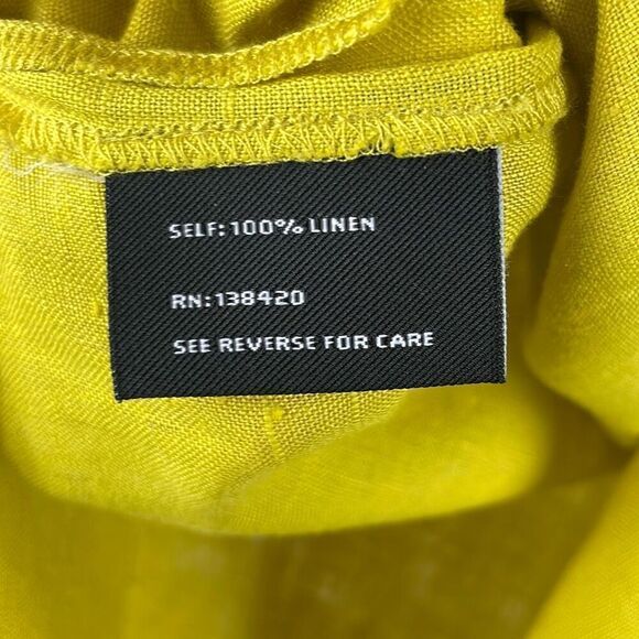 Carlisle 100% LINEN Asymmetrical Hem Top Acid Green Chartreuse 2 - Picture 13 of 14